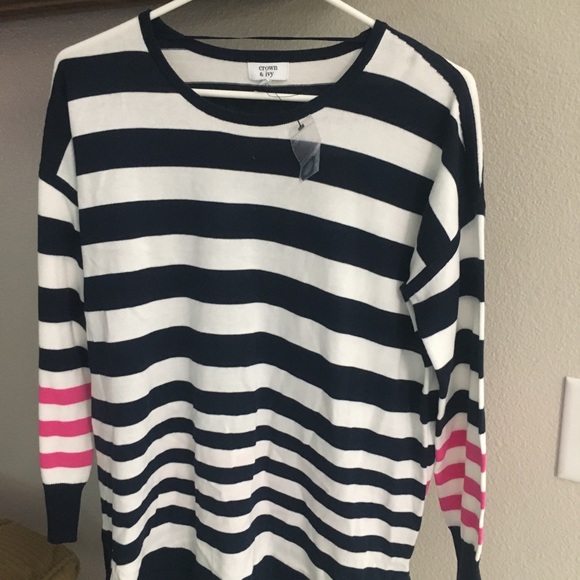 New Crown & Ivy striped tunic sweater Small - Picture 2 of 8